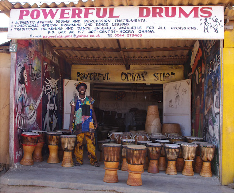 Ghana Percussionists in Craft Shop